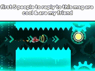 a screenshot of a video game with the words `` first 5 people to reply to this msg are cool & are my friend '' .