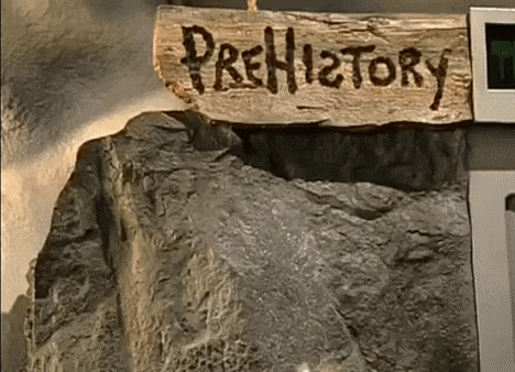 a sign on a rock that says prehistory
