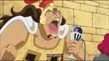 a man in a helmet is holding a microphone and saying how weak .