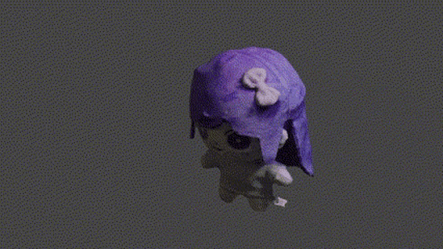 a 3d model of a purple bag on a gray background .
