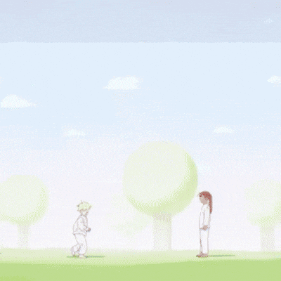 a couple of anime characters are kissing each other .