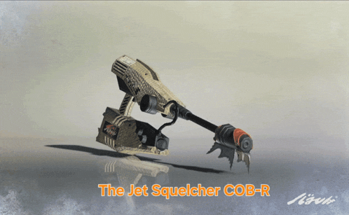 a drawing of a jet squelcher cob-r on a gray background