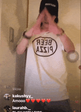 a person wearing a shirt that says a338 ass19