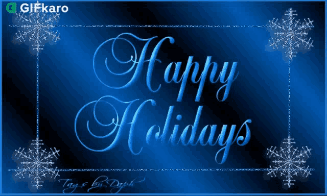 a blue background with the words happy holidays