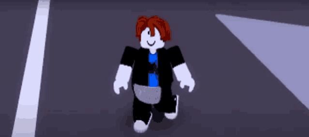 a roblox character is walking down the street