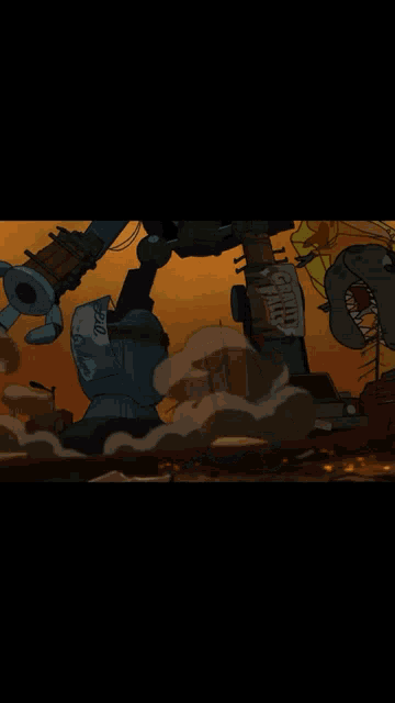 a cartoon robot with the sun shining on it
