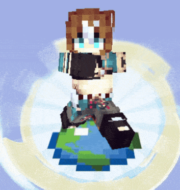 a pixel art of a girl with a x on her head
