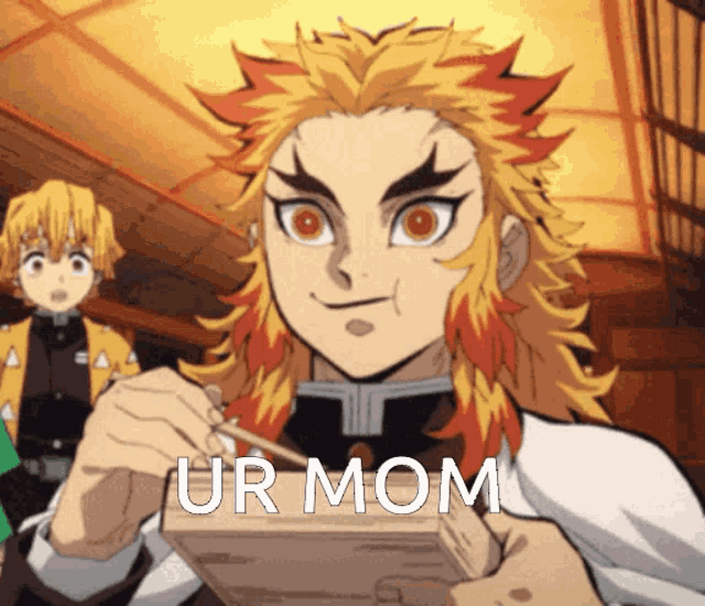 a cartoon character says ur mom while holding a piece of paper