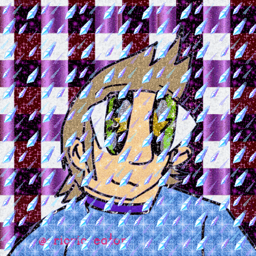 a drawing of a person with sunglasses and a checkered background