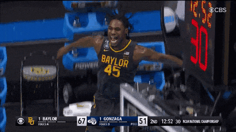 a cbs broadcast of a basketball game with baylor playing gonzaga
