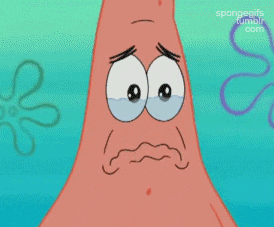 a cartoon of patrick star with tears running down his eyes