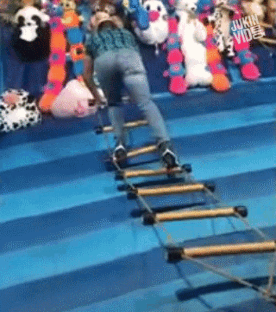 Carnival Ladder Game Flip Over GIF - Carnival Ladder Game Flip Over Fall Off GIFs