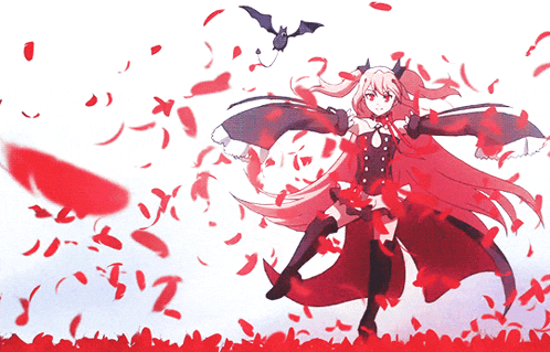 a girl with long red hair is surrounded by red petals