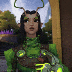 a video game character with the name krimzunhex on the bottom right corner