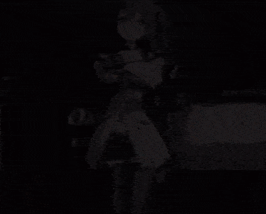 a girl is standing in front of a door that has the number 01 on it