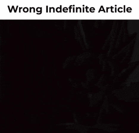 a picture of a man with the words wrong indefinite article above it