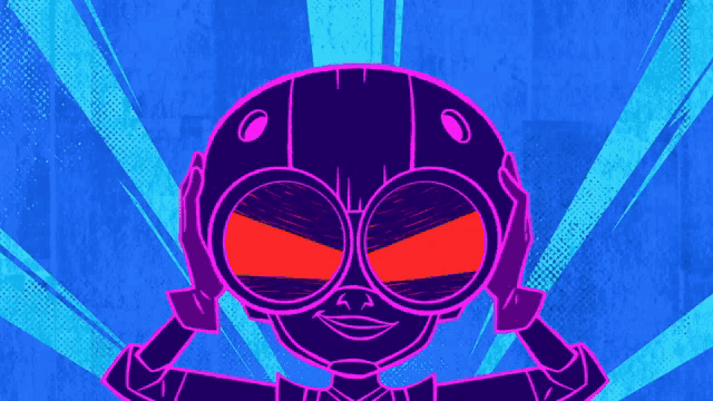 a cartoon character with a helmet and sunglasses on