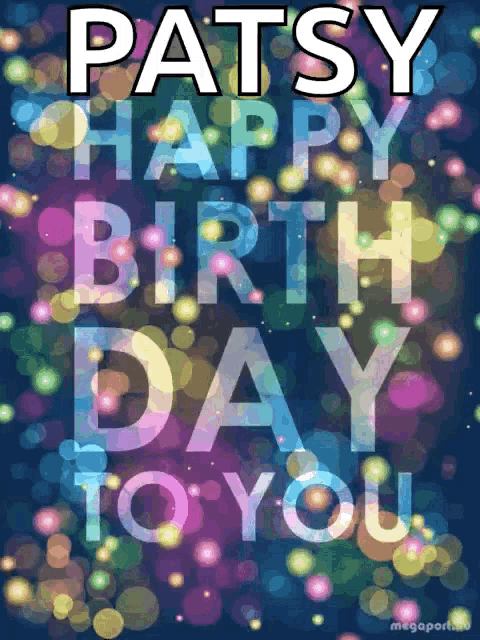 a birthday card for patsy with a blue background