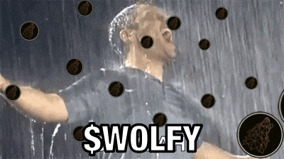 a man is standing in the rain with the word swolfy written on the bottom