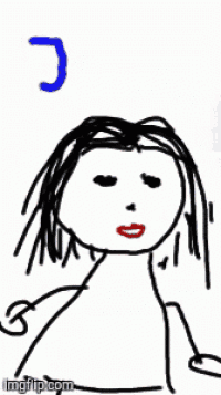 a child 's drawing of a girl with a red heart and the words i love you above her