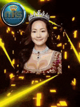 a woman with a crown on her head is surrounded by rays of light and a logo for niks mykingdom.com