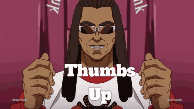 a cartoon of a man giving a thumbs up sign