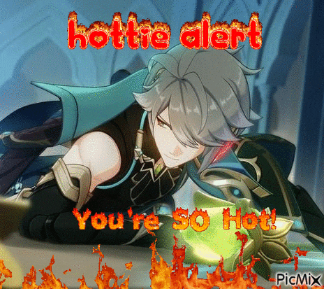 a picture of a boy with the words hottie alert you 're so hot on it