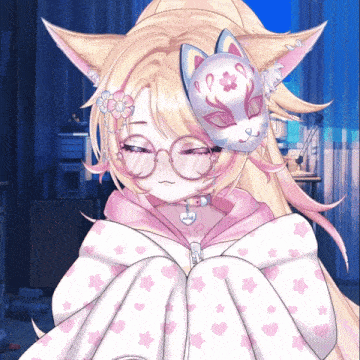 a girl wearing glasses and a mask has a heart necklace around her neck