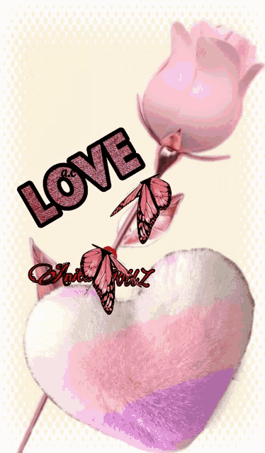 a picture of a heart and a rose with the word love on it