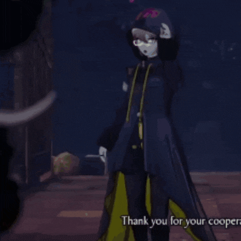 a cartoon character says thank you for your cooperation