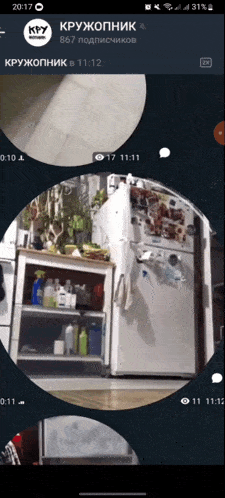 a phone screen shows a picture of a refrigerator with a circle around it and the time 20:17