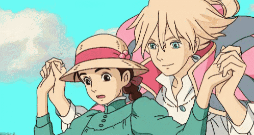 a cartoon of a boy and a girl holding hands .