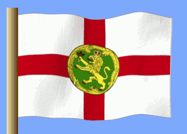 a white red and green flag with a lion in the center