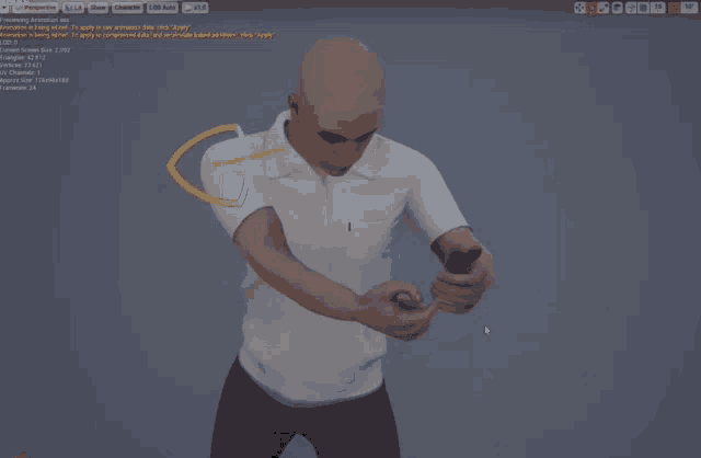 a man in a white shirt is standing in front of a computer screen