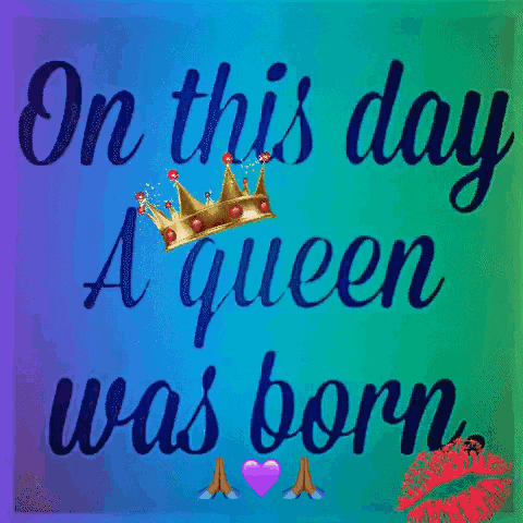 on this day a queen was born with a crown on a rainbow background