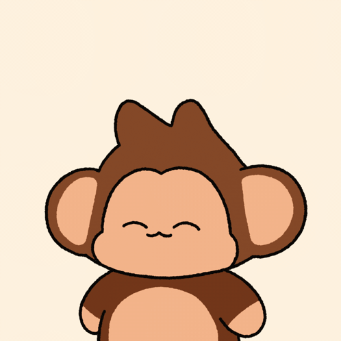 a cartoon monkey says " good morning " with its hand up