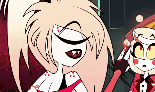 a close up of a cartoon character 's face with a flame in her mouth