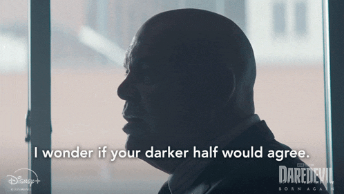 a poster for daredevil born again shows a man talking