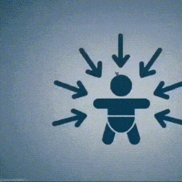 a baby is surrounded by arrows pointing towards it