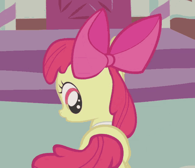 a cartoon pony with a pink flower in its mane and tail