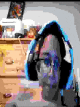 a pixel art of a man wearing headphones and glasses