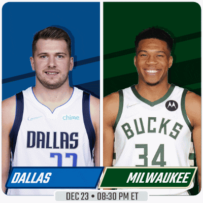 two basketball players from dallas and milwaukee are shown