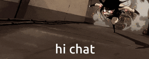 a picture of a cartoon character with the words hi chat on it