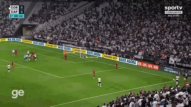 a soccer game is being shown on sportv premiere