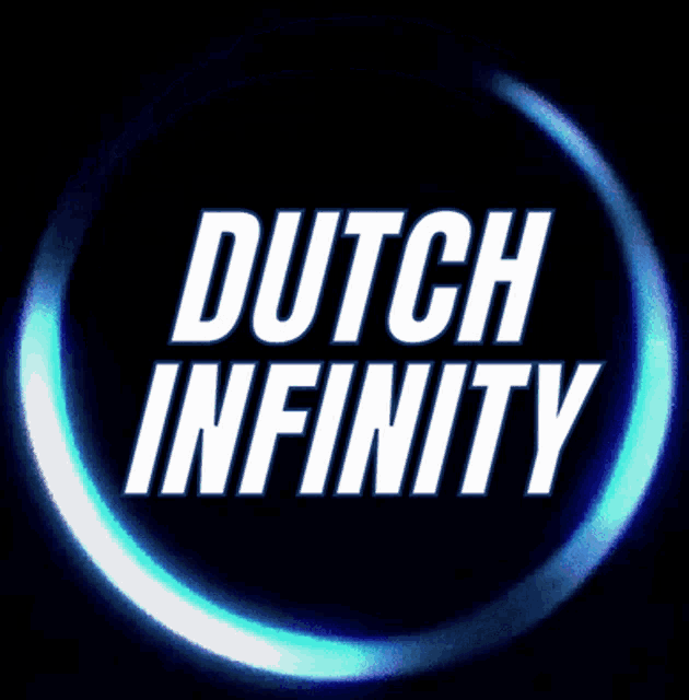 a logo for dutch infinity with a blue circle in the middle