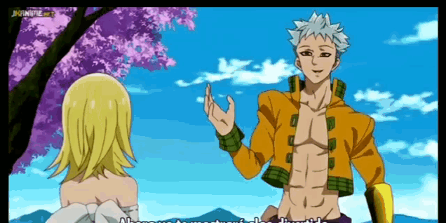 a man and a woman are standing next to each other in a cartoon scene .