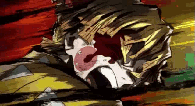 a close up of a person 's face with blood coming out of his mouth .