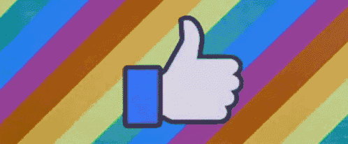 a colorful background with a thumbs up sign on it