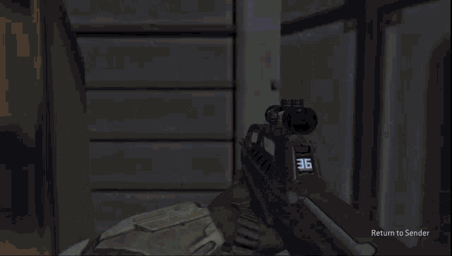 a video game scene with a return to sender button at the bottom
