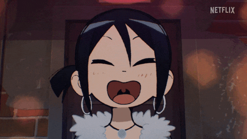 a cartoon girl with a netflix logo in the background